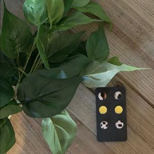 Three set leather stud earrings